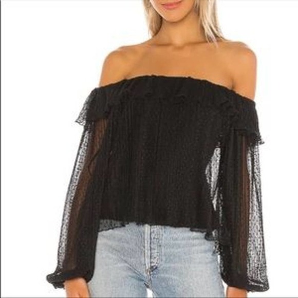 Tularosa Tops - Tularosa Revolve Off The Shoulder Blouse Ruffle Black Top Size XXS